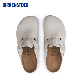 BIRKENSTOCK勃肯拖鞋男女室外拖鞋牛皮绒面革拖鞋Boston系列 复古白色正常版1024731 38