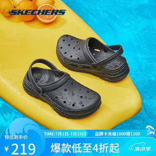 斯凯奇（Skechers）泡泡鞋女鞋两穿洞洞鞋夏一脚蹬111385 全黑色/BBK 37 