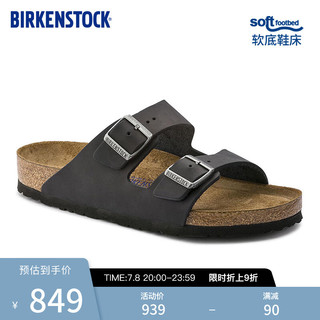 BIRKENSTOCK勃肯拖鞋男女款软木拖鞋女外穿凉拖涂油牛皮Arizona系列 男款黑色752481 40