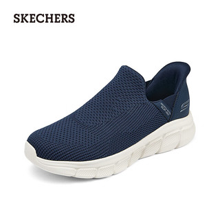 斯凯奇（Skechers）闪穿鞋slip ins春夏款男鞋网面一脚蹬舒适健步鞋118306 海军蓝色/NVY 43