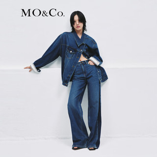 MO&Co.【土耳其棉】宽松落肩廓形斜门襟牛仔外套设计感小众 牛仔蓝色-第1批次 XS/155