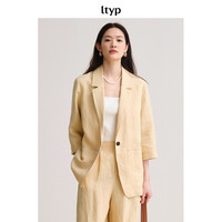 旅途原品ltyp 100%汉麻文艺套装 七分袖西装/九分气球裤/五分短裤 西装-香草黄 S