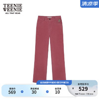 Teenie Weenie小熊2024秋季灯芯绒直筒微弹复古舒适休闲长裤女 深粉色 155/XS