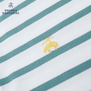 布克兄弟（BrooksBrothers）男士23春秋新纯棉翻领条纹修身休闲POLO衫 B345-绿色条纹 L