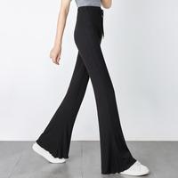 【薄款垂顺休闲微喇裤】春装时尚纯色高腰宽松显瘦拖地裤子女