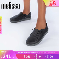 melissa 梅丽莎）22年系带平底运动休闲板鞋女士单鞋33719 黑色/黑色