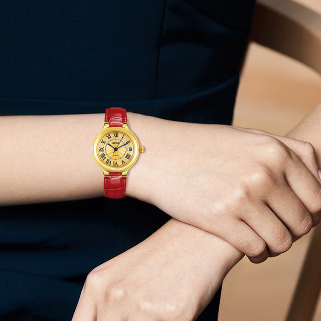 西普尼 HIPINE 金表女999足金黄金手表复古罗马腕表防水时尚石英表女士 金重约3.6克+