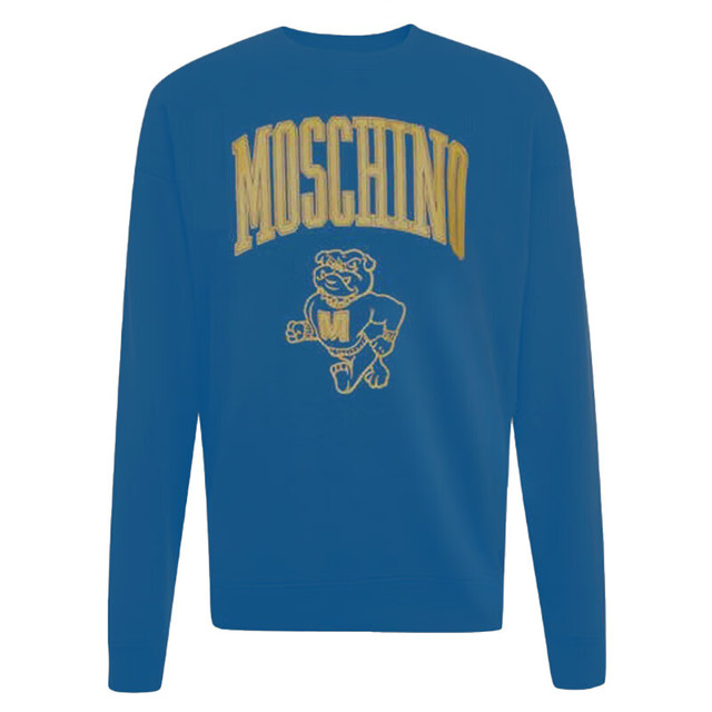 MOSCHINO 秋冬男装圆领卫衣长袖男蓝色狗狗标志印花潮流50