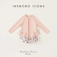 儿童泳衣女孩3岁分体泳衣套装宝宝泳衣长袖泳装泳衣裙甜美潮