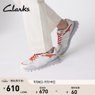 Clarks 其乐 男鞋春夏复古潮流拼色休闲鞋舒适缓震运动鞋男 白色/蓝色 261723277