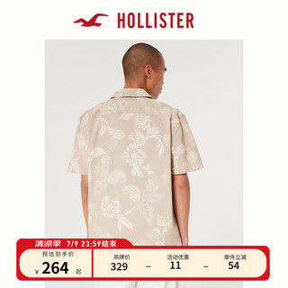 HOLLISTER24夏季美式印花图案宽松短袖府绸衬衫男 KI325-4043 灰褐色图案 L (180/108A)