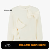 little MO&Co.little moco童装24秋装女童蝴蝶结圆领长袖卫衣KBD3SWS026 米白色 110/52
