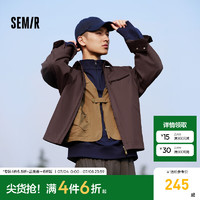 森马（Semir）外套男2024秋季复古经典底特律男士夹克时尚拼接上衣宽松 酒红60949 165/84A/S