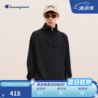 Champion冠军2024秋季运动套装女卫衣外套半拉链立领刺绣小Clogo卫衣 黑色 S