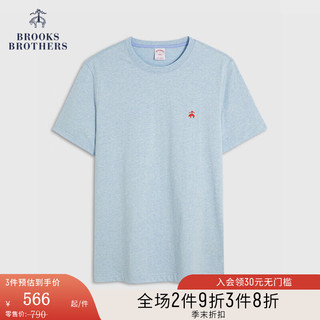 布克兄弟（BrooksBrothers）男士24春夏棉简约LOGO款短袖针织T恤 4000-淡蓝色 XXL