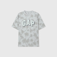 Gap 盖璞 男士logo椰林印花短袖T恤 543974 淡蓝色 L