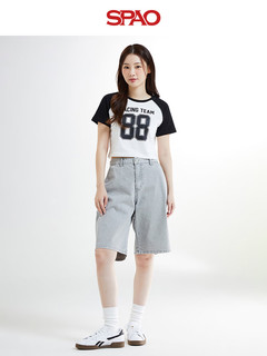 SPAO韩国同款2024年夏季女士时尚短袖T恤SPRPE38G40 深灰色 165/88A/M