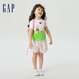 Gap【小猪佩奇】女幼童夏季童趣短袖714097儿童装印花T恤 白色 110cm(5岁)