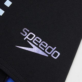 速比涛（Speedo）电气矩阵黑标Hero5.0复刻鲨鱼皮短袖平角连体泳衣女 黑色/蓝色38 38(身高164-170cm,重64-69kg)