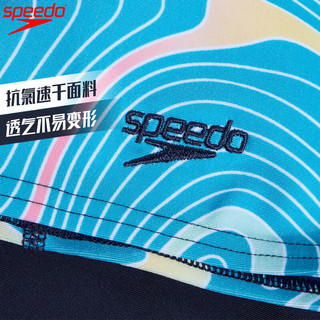 速比涛（Speedo）儿童泳裤男童五分泳裤及膝防尴尬舒适耐穿柔软防晒青少年海边速干 藏青色【V型剪裁,提升舒适度】 13-14岁【身高150-160】