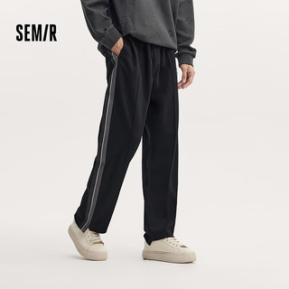 森马（Semir）森马休闲裤男秋季时尚撞色校园运动风直筒长裤潮流复古松紧腰裤子 黑色90001 175/80A/L