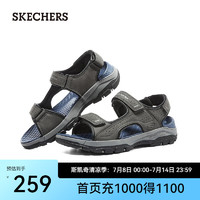 斯凯奇（Skechers）凉鞋男夏季司机户外运动增高魔术贴沙滩鞋渔夫凉鞋204105 炭灰色/CHAR 42