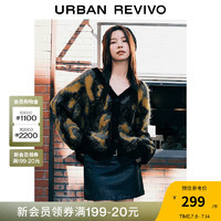 UR秋冬女装时尚复古撞色提花V领小小织针织开衫UWV930097 多色 M