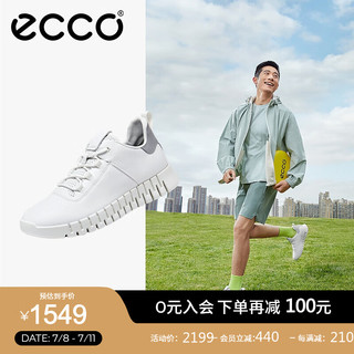 爱步（ECCO）休闲鞋男士 软底户外运动鞋轻便跑步鞋牛皮休闲鞋男鞋 灵动525204 白色52520450874 46