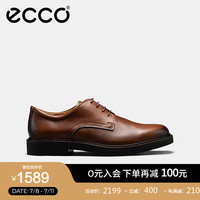爱步（ECCO）德比鞋 2024年春季百搭正装商务皮鞋牛皮男鞋 都市伦敦525604 深棕红52560401053 40
