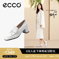 爱步（ECCO）高跟单鞋女 24年夏季职场通勤软底粗跟方头皮鞋 型塑290943 亮白色牛皮29094301002 36