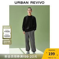 UR秋冬男装休闲时髦设计感立体背包式宽松卫衣UMV430052 正黑 M
