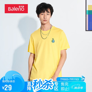 班尼路（Baleno）简约休闲T恤短袖男上衣 024Y黄色 S 