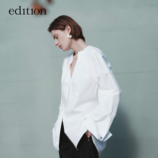 edition茧型长袖纯棉衬衫女袖口金属扣设计感宽松衬衣 漂白色 XS/155