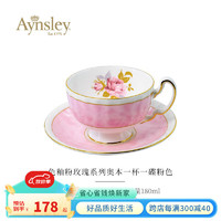 AYNSLEY英国安斯丽色釉粉玫瑰咖啡杯餐盘英式骨瓷下午茶具欧式咖啡杯礼盒 色釉奥本一杯一碟粉色 1个 180ml 色釉奥本1杯1碟粉色 1个 180ml