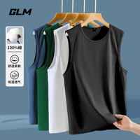 GLM无袖背心男夏季纯棉透气宽松休闲青少年运动篮球跑步大码坎肩体恤 【纯棉】黑#GL纯色 5XL