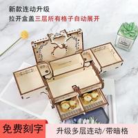 木动手工拼装制作八音盒木模型机关首饰音乐盒儿童 升级连动/自拼+详情选曲2首