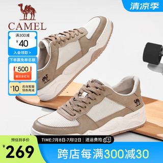 骆驼（CAMEL）2024夏季时尚透气板鞋撞色拼接厚底舒适复古休闲男鞋 G14M136691 埃尔沙/米白 42