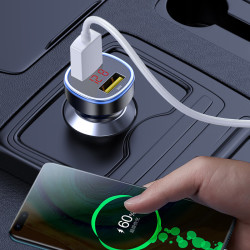 pisen品胜车载充电器金属60w超级快充点烟器车充一拖二汽车转换器星空