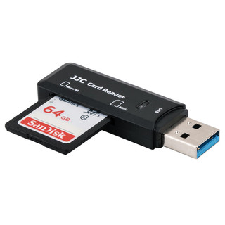 JJC USB3.0高速读卡器 SD/TF卡双卡双读 支持电脑笔记本单反相机行车记录仪内存安防监控手机储存卡 黑色 支持SD/TF双卡双读