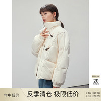 ZIQIAO 自巧 小个子白色保暖短款羽绒服女冬季新款韩版减龄立领面包服 米白色 XXS(148-151cm左右参考)