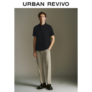 URBAN REVIVO UR2024夏季新款男装轻商务基础纯色通勤Polo领短袖T恤UMB440004 正黑 XS