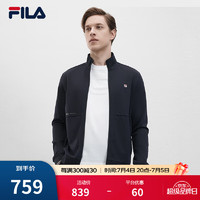 FILA 斐乐男士针织长袖外套2024夏时尚休闲商务基础上衣 传奇蓝-NV 180/100A/XL