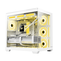 航嘉龙卷风机箱S980EVO海景箱无立柱全景版白支持背插主板360水冷