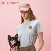 Juicy Couture橘滋【2024夏】豹纹草莓Logo图案贴布绣女式T恤