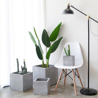 正方形水泥花盆镁泥绿植盆栽量天尺客厅发财树户外龙血树轻奢