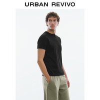 URBAN REVIVO 男装日常基础纯色正肩圆领短袖T恤 UMM440007 正黑 XXL