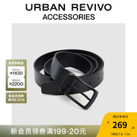 URBAN REVIVO2024秋季男士商务通勤针扣皮带UAMA40100 黑色 115cm