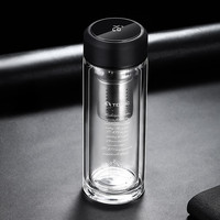 特美刻（TOMIC）玻璃杯双层隔热玻璃杯水杯智能杯盖泡茶杯深水茶隔特美赢杯 黑色智能杯盖
