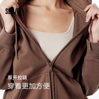 森马（Semir）【全3.0】外套女中长款宽松外搭2024年秋连帽针织夹克 深咖啡50954 L 165/88A