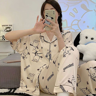 婧麒月子服夏季睡衣怀孕期家居服套装产后空调服可外出 蓝帕恰狗Jsy144682 XL